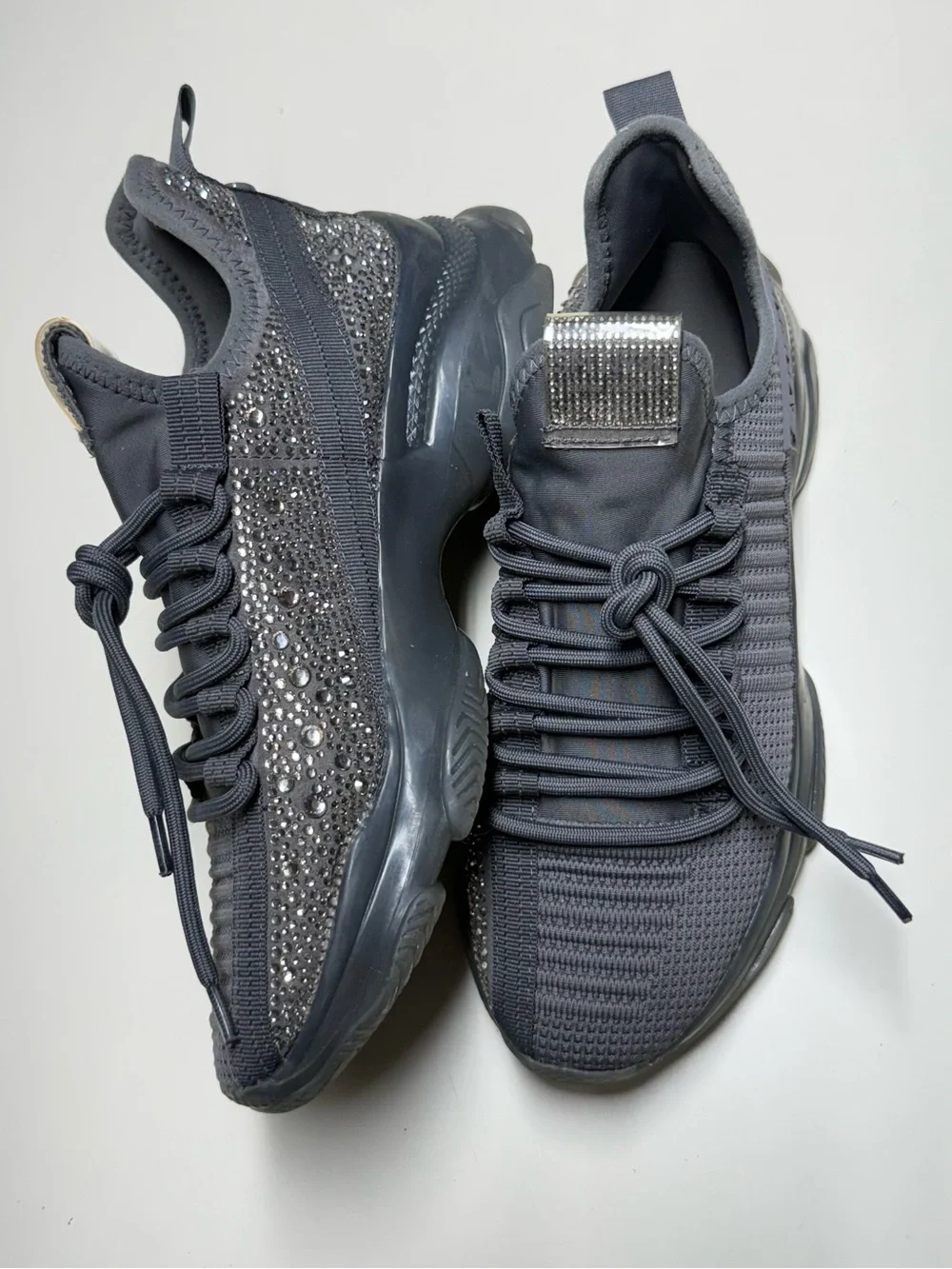 Steve Madden Maxima-R Iridescent Rhinestone Sneakers Women Size 9.5